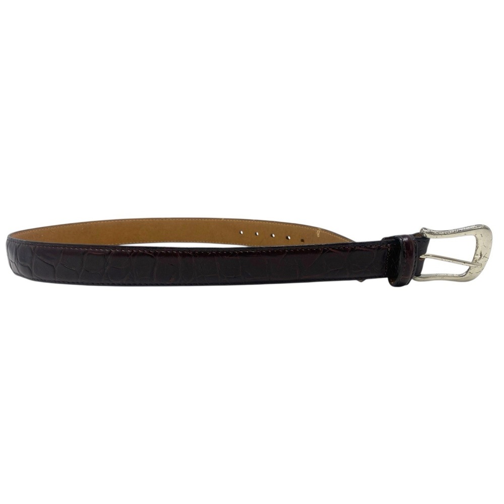 VTG Banana Republic Unisex Geuine Leather Dark Brown Croc Print Belt Size 26